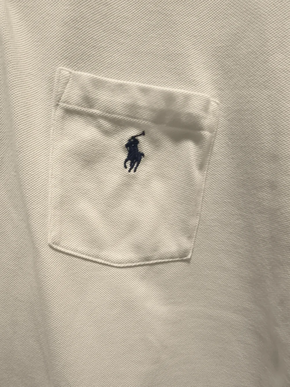 Ralph Lauren White Polo with Navy Trim and Pocket Logo
